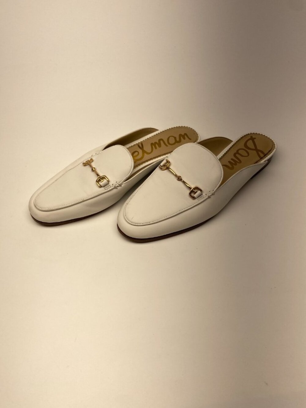 Sam Edelman Womens Linnie Bit White Leather Mule Loafer Shoe Sz 8